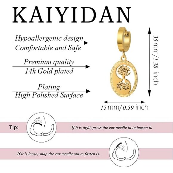 Treelife Gold Dangle Statement Vintage Cute Long Earring for Women Jewelry - Picture 4 of 9